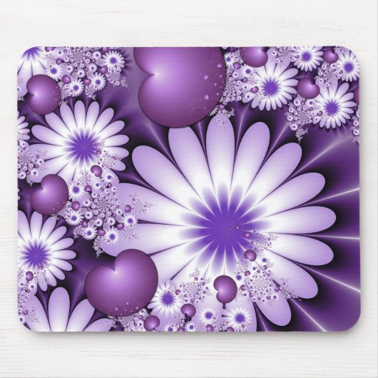 Fallende in Liebe Abstrakte Blume & Herz Fraktal Mousepad (Vorne)