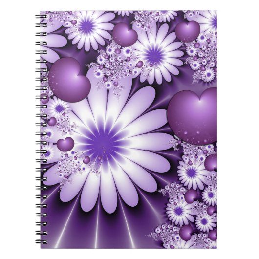 Fallende in Liebe Abstrakte Blume & Herz Fraktal Notizblock (Vorderseite)