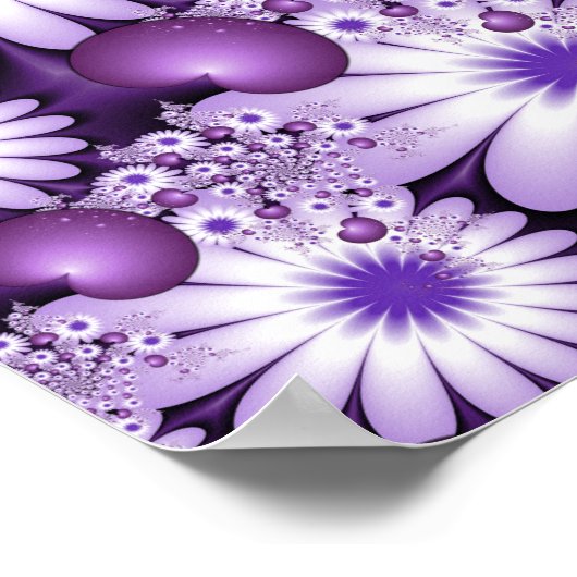 Fallende in Liebe Abstrakte Blume & Herz Fraktal Poster (Ecke)