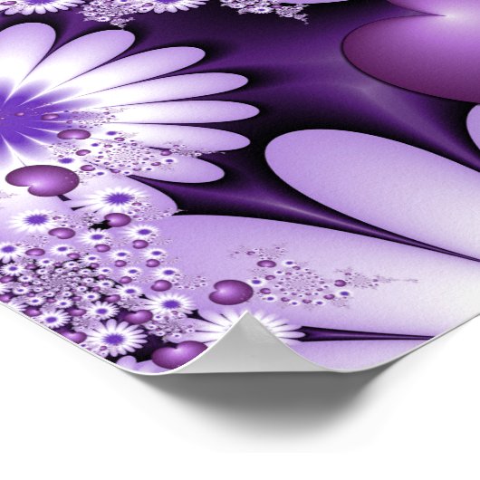 Fallende in Liebe Abstrakte Blume & Herz Fraktal Poster (Ecke)