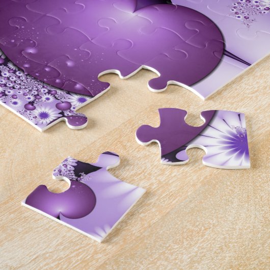 Fallende in Liebe Abstrakte Blume & Herz Fraktal Puzzle (Seite)