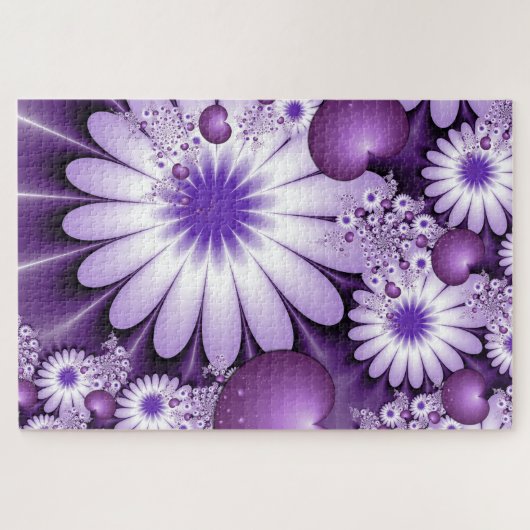 Fallende in Liebe Abstrakte Blume & Herz Fraktal Puzzle (Horizontal)