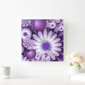 Fallende in Liebe Abstrakte Blume & Herz Fraktal Quadratische Wanduhr (Zuhause)