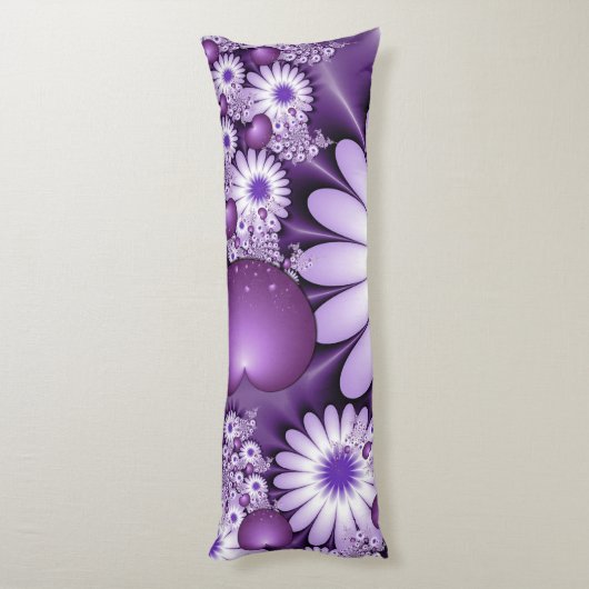 Fallende in Liebe Abstrakte Blume & Herz Fraktal Seitenschläferkissen (Rückseite (Vertikal))