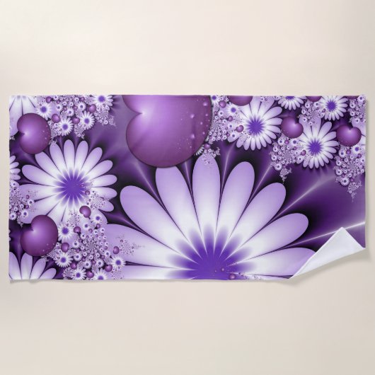 Fallende in Liebe Abstrakte Blume & Herz Fraktal Strandtuch (Vorderseite)