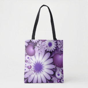 Fallende in Liebe Abstrakte Blume & Herz Fraktal Tasche