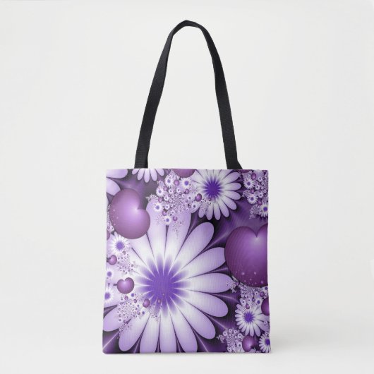 Fallende in Liebe Abstrakte Blume & Herz Fraktal Tasche (Vorderseite)