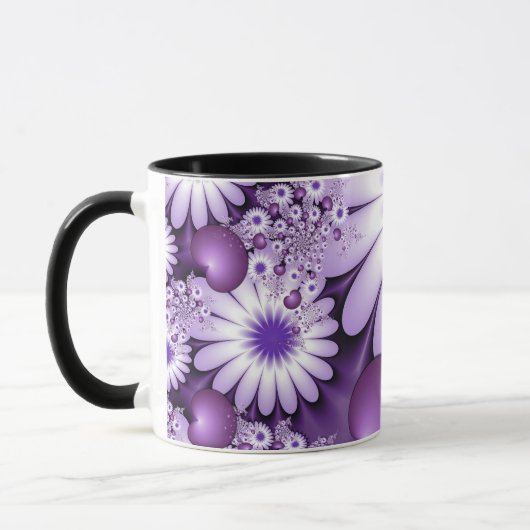Fallende in Liebe Abstrakte Blume & Herz Fraktal Tasse (Links)