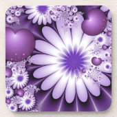 Fallende in Liebe Abstrakte Blume & Herz Fraktal Untersetzer (Vorderseite)