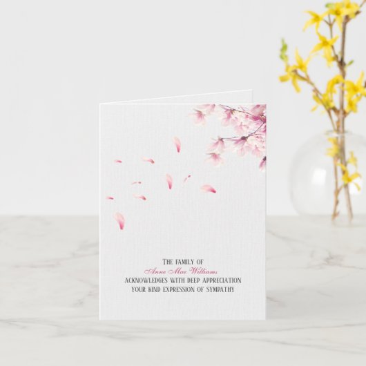 Fallende Kirschblüten Beileid Danke Karte (Gelbe Blume)