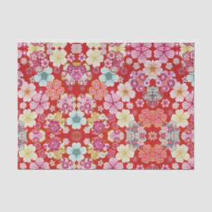 Fallende Krimson Floral Chirimen Seidenpapier
