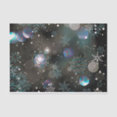 Fallende Kristallschneeflocken und Bokeh auf schwa Seidenpapier (Vorderseite)