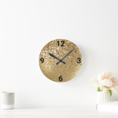 FALLENDE KRYSTAL GOLD MODERN WALL CLOCK RUNDE WANDUHR (Zuhause)