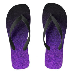 Fallende Lila und schwarze Glitzer-Gradient Badesandalen
