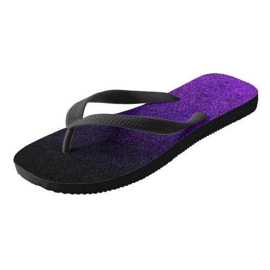 Fallende Lila und schwarze Glitzer-Gradient Badesandalen (Schrägansicht)