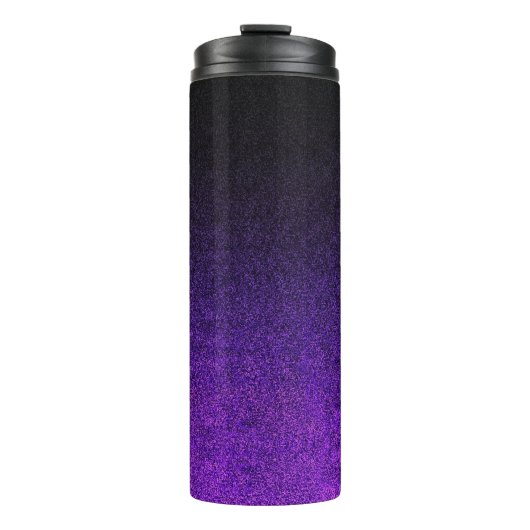 Fallende Lila und schwarze Glitzer-Gradient Thermosbecher (Vorderseite)