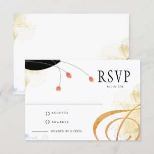 Fallende Melody Poetic Watercolor Floral RSVP Karte