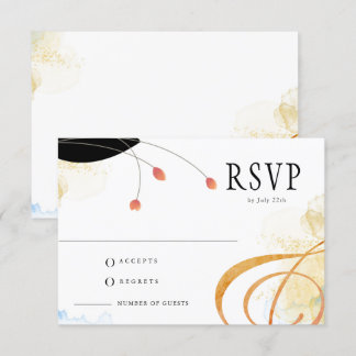 Fallende Melody Poetic Watercolor Floral RSVP Karte