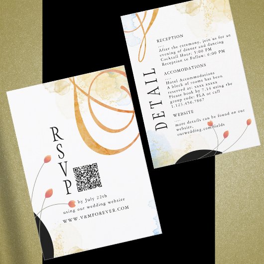 Fallende Melody Poetic Watercolor Floral RSVP Karte