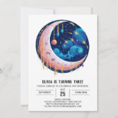 Fallende Nebula Stars Digital Geburtstag Einladung (Vorderseite)