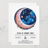 Fallende Nebula Stars Digital Geburtstag Einladung (Vorne/Hinten)