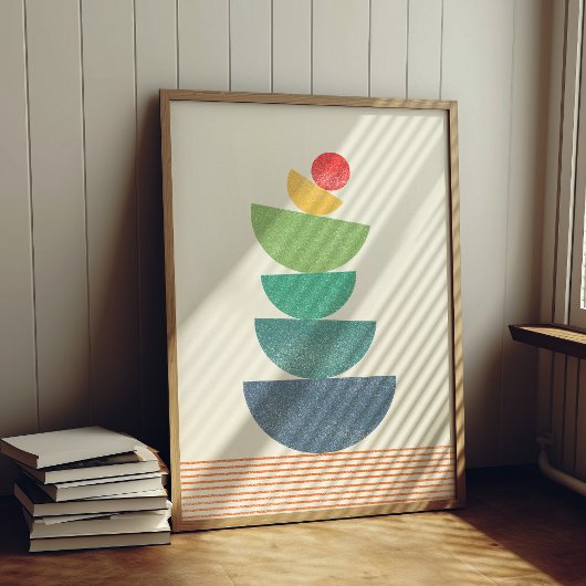 Fallende Orange abstrakt Mitte des Jahrhunderts Poster