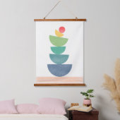 Fallende Orange abstrakt Mitte des Jahrhunderts Wandteppich Mit Holzrahmen (Schlafzimmer)