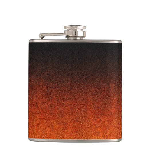 Fallende Orange- und Schwarz-Glitzer-Gradient Flachmann (Vorderseite)
