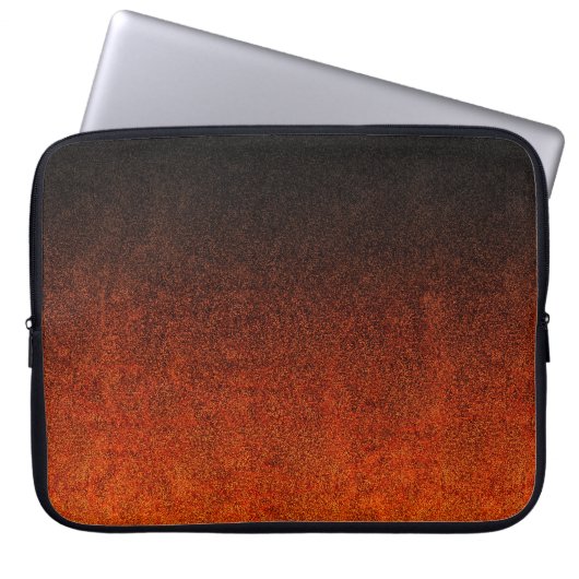 Fallende Orange- und Schwarz-Glitzer-Gradient Laptopschutzhülle (Vorderseite)