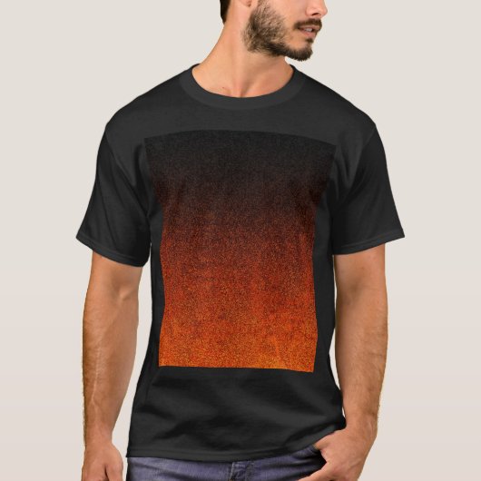 Fallende Orange- und Schwarz-Glitzer-Gradient T-Shirt (Vorderseite)