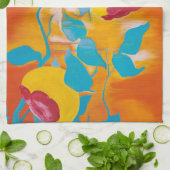 Fallende Persimonen im Gelb Geschirrtuch (Gefaltet)