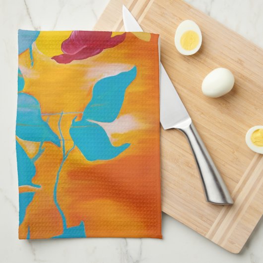 Fallende Persimonen im Gelb Geschirrtuch (Viertel Falte)