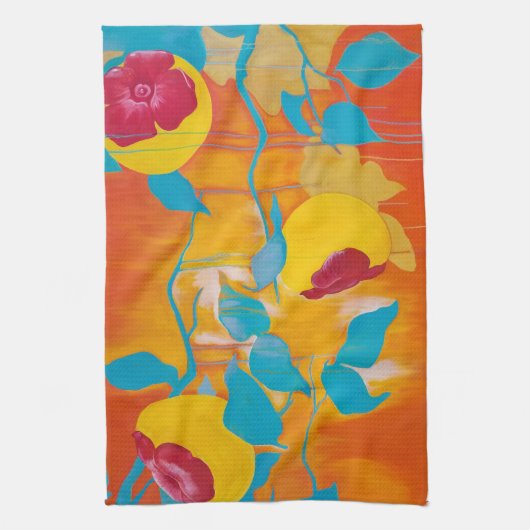 Fallende Persimonen im Gelb Geschirrtuch (Vertikal)