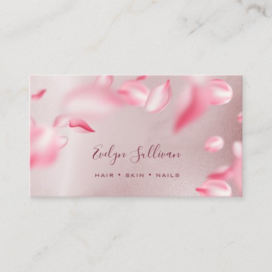 Fallende Petals Rose Gold Foil Visitenkarte (Vorderseite)