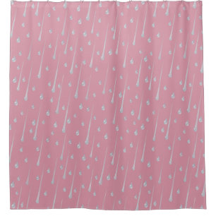 Fallende Raindrops Niedliche Regentage Rose Rosa Duschvorhang