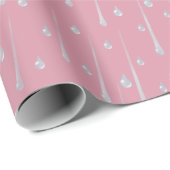 Fallende Raindrops Niedliche Regentage Rose Rosa Geschenkpapier (Rolleneckpunkt)