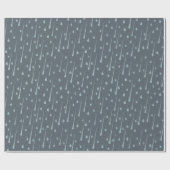 Fallende Raindrops Niedlicher Regentag Dunkelgrau Geschenkpapier (Flach)