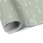 Fallende Raindrops Niedlicher Regentag Olive Green Geschenkpapier (Rolleneckpunkt)