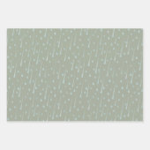Fallende Raindrops Niedlicher Regentag Olive Green Geschenkpapier Set (Vorderseite 2)