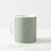 Fallende Raindrops Niedlicher Regentag Olive Green Kaffeetasse (Vorderseite Links)