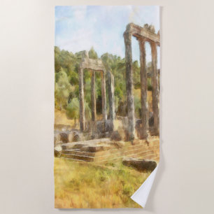 Fallende Ruinen von Euromos, Turkiye Watercolor Strandtuch