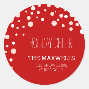 Fallende Schnee-FeiertagsAdressen-Etiketten Runder Aufkleber