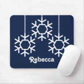 Fallende Schneeflocken Holiday Mousepad, Dunkelbla Mousepad (Mit Mouse)