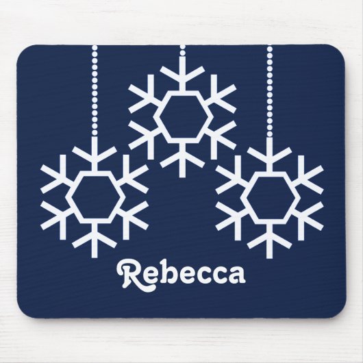 Fallende Schneeflocken Holiday Mousepad, Dunkelbla Mousepad (Vorne)