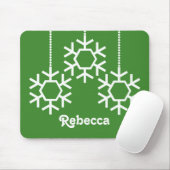 Fallende Schneeflocken Holiday Mousepad, Hellgrün Mousepad (Mit Mouse)