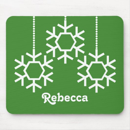 Fallende Schneeflocken Holiday Mousepad, Hellgrün Mousepad (Vorne)