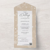 Fallende Schneeflocken im Pilz mit QR-Code All In One Einladung (Innen Boden)