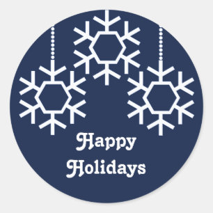 Fallende Schneeflocken Sticker, dunkelblau Runder Aufkleber