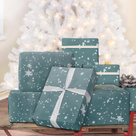 Fallende Schneeflocken Winter Blue Spruce Sky Geschenkpapier