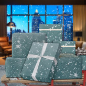 Fallende Schneeflocken Winter Blue Spruce Sky Geschenkpapier